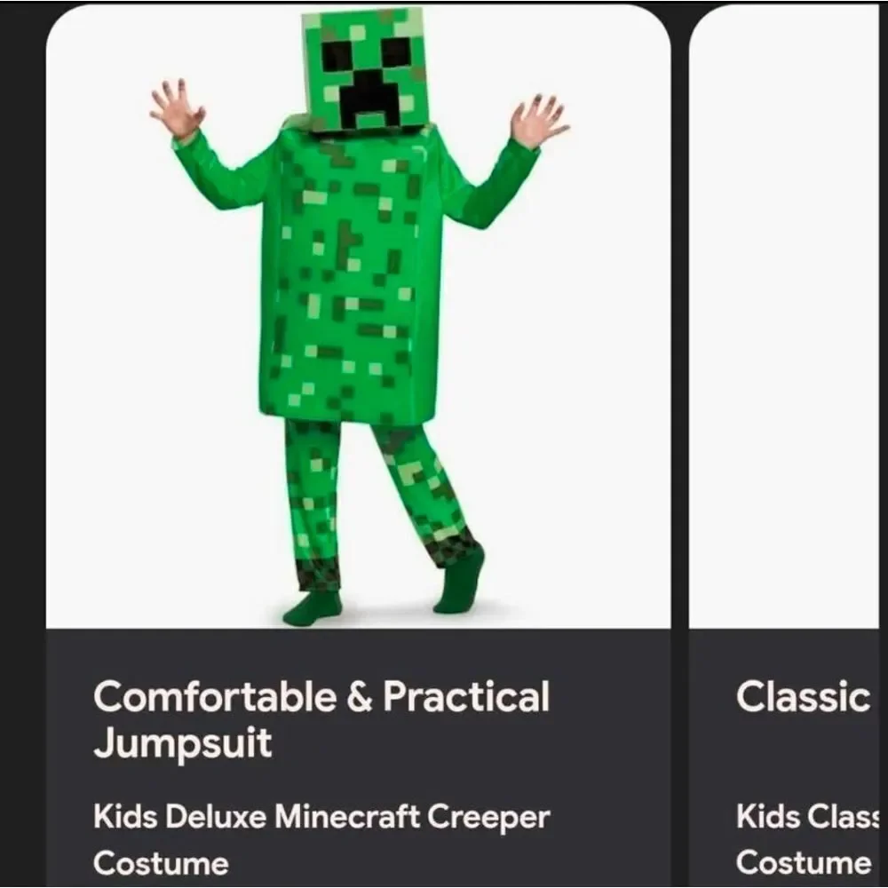 Minecraft Creeper Kids HALLOWEEN Costume Size XL 14-16
